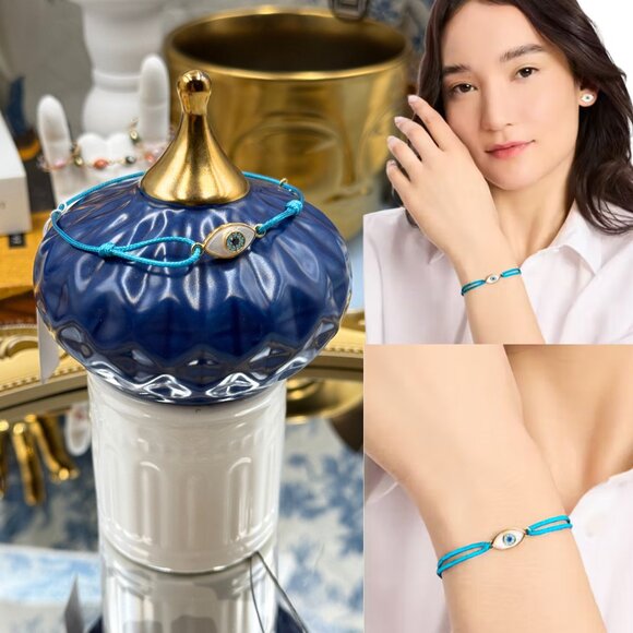 🆕 KATE SPADE 🧿 NWT All Seeing Eye Slider Bracelet, Blue Rope - Picture 1 of 14